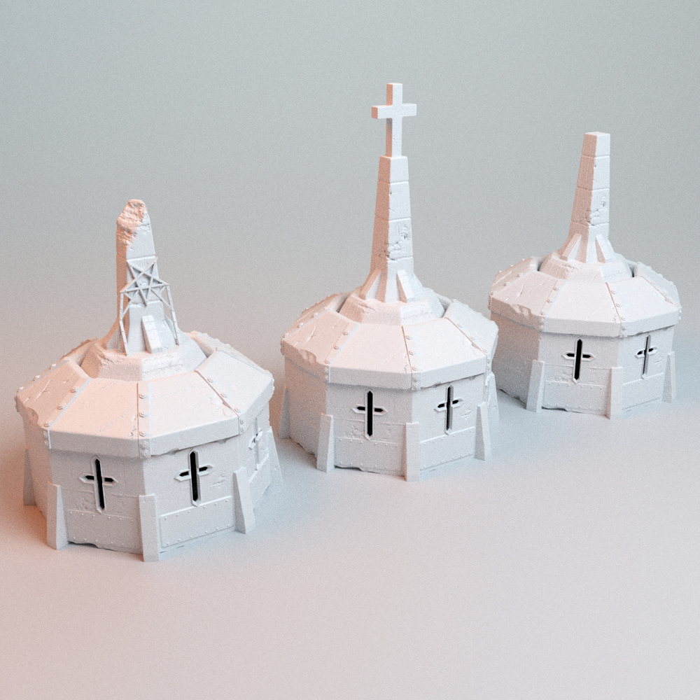 Corvus Games Terrain 3D printable Trench Wars Pillbox for 28mm - 32mm scifi tabletop wargaming