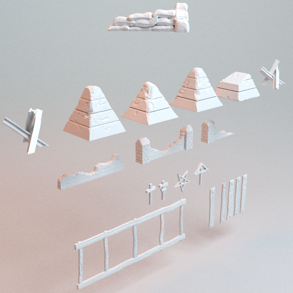 Corvus Games Terrain 3D printable Trench Wars battlefield Extras for 28mm - 32mm scifi tabletop wargaming1