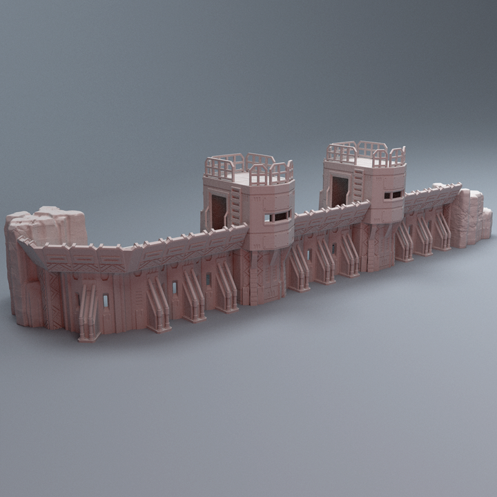 Corvus Games Terrain 3D printable Turkana Plains Modular Battleline Wall for 32mm - 40mm super heroic scifi tabletop wargaming
