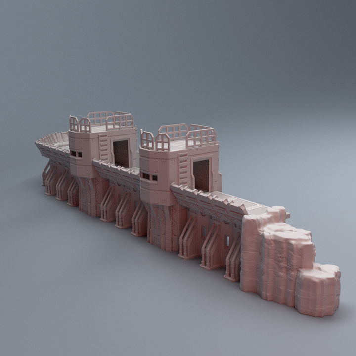 Corvus Games Terrain 3D printable Turkana Plains Modular Battleline Wall for 32mm - 40mm super heroic scifi tabletop wargaming