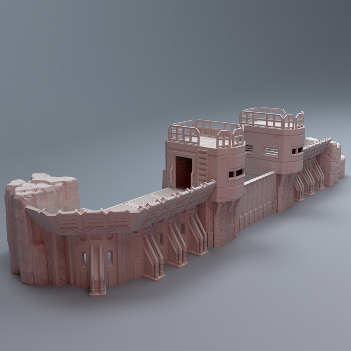 Corvus Games Terrain 3D printable Turkana Plains Modular Battleline Wall for 32mm - 40mm super heroic scifi tabletop wargaming