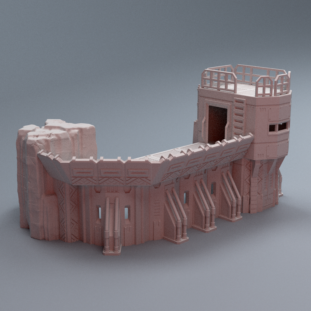 Corvus Games Terrain 3D printable Turkana Plains Modular Battleline Wall for 32mm - 40mm super heroic scifi tabletop wargaming
