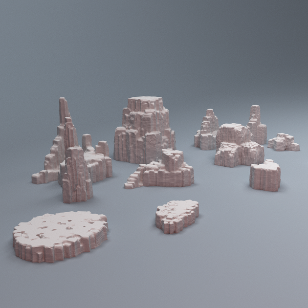 3D Printable Hard Sci Fi Tabletop Wargaming Terrain Tagged 3D