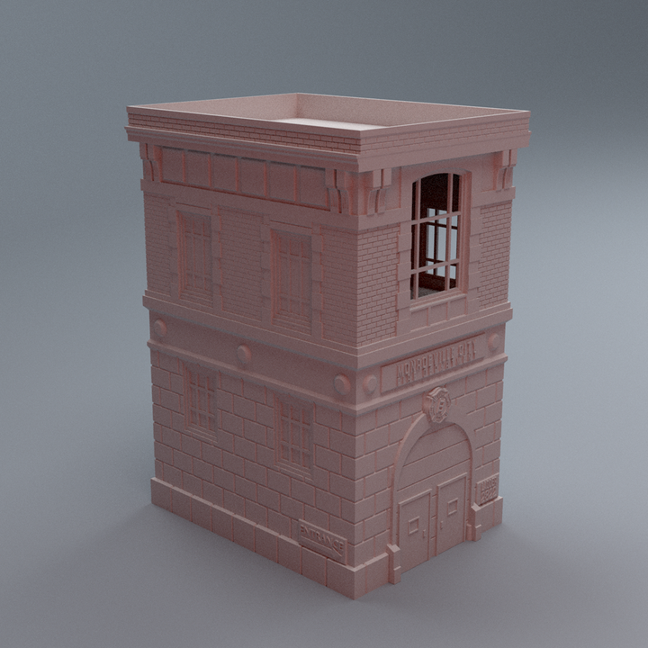 Corvus Games Terrain 3D printable Urban Firehouse Building for 28mm - 40mm modern and heroic tabletop wargaming