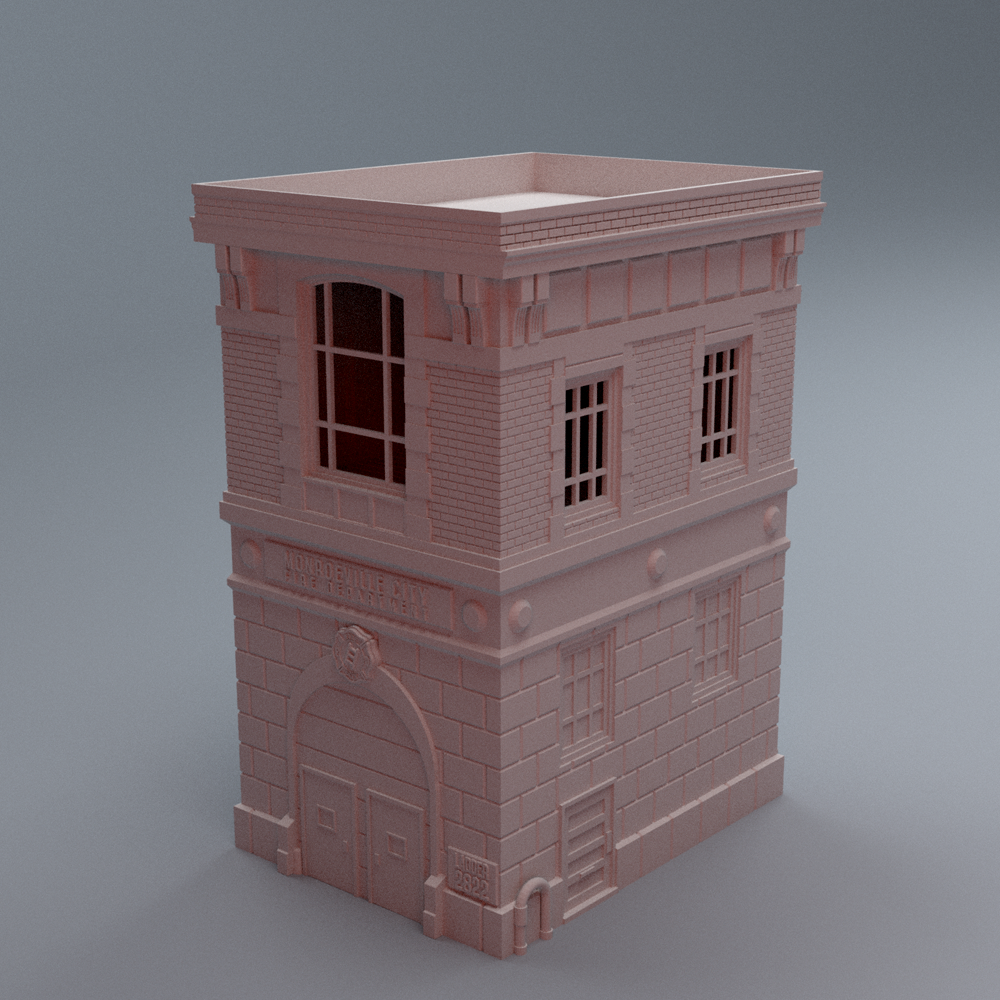 Corvus Games Terrain 3D printable Urban Firehouse Building for 28mm - 40mm modern and heroic tabletop wargaming