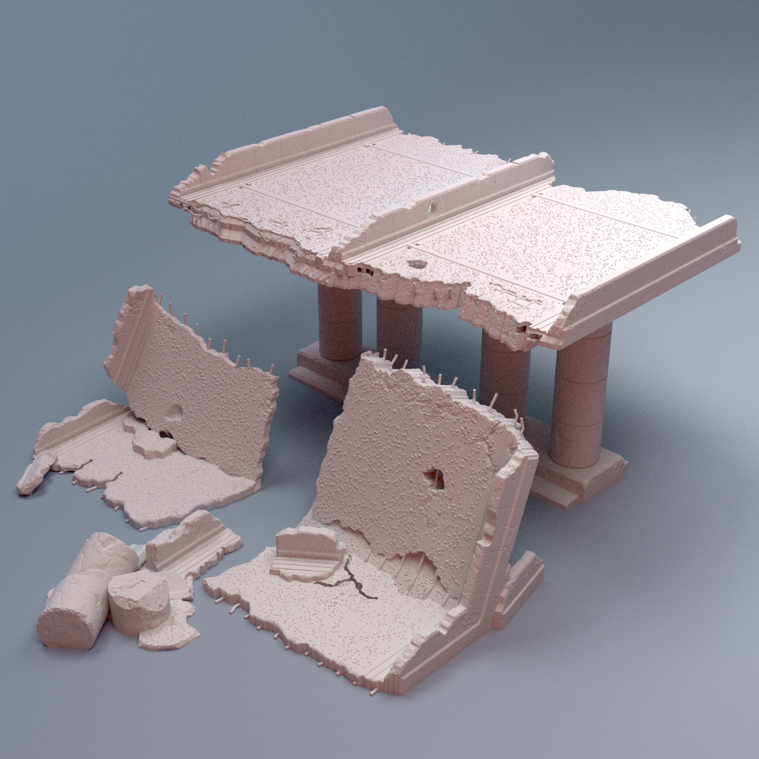 Corvus Games Terrain 3D printable Urban Highway terrain for 28mm - 40mm modern heroic tabletop wargaming