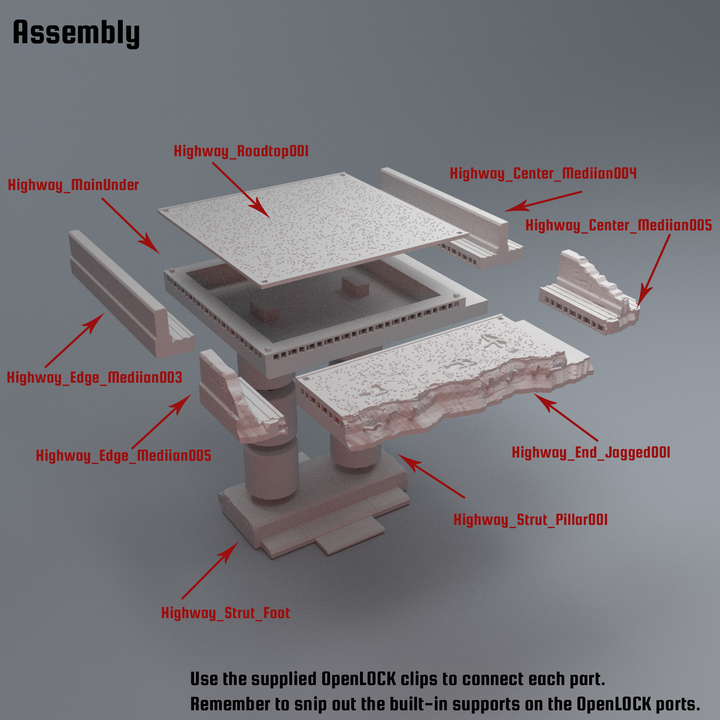 Corvus Games Terrain 3D printable Urban Highway terrain for 28mm - 40mm modern heroic tabletop wargaming