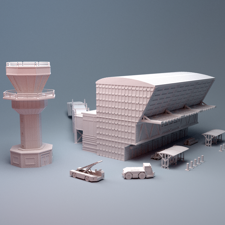 Corvus Games Terrain 3D printable Urban International Airport for 28mm - 40mm urban tabletop wargaming