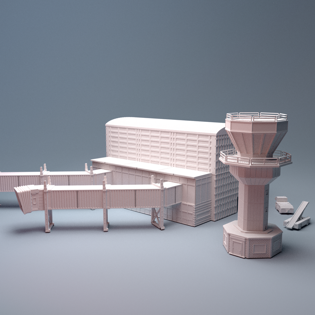 Corvus Games Terrain 3D printable Urban International Airport for 28mm - 40mm urban tabletop wargaming