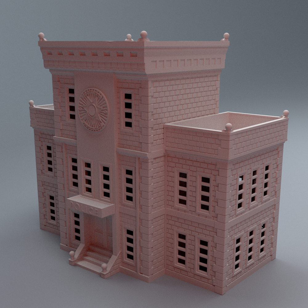 Corvus Games Terrain 3D printable Urban Police Station Building for 28mm - 40mm modern and heroic tabletop wargaming