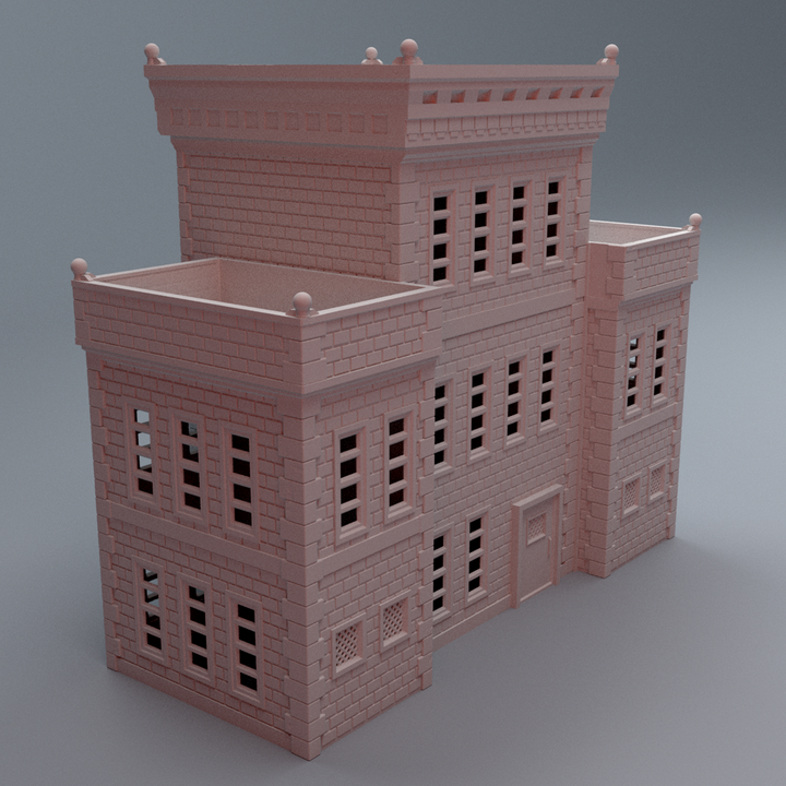 Corvus Games Terrain 3D printable Urban Police Station Building for 28mm - 40mm modern and heroic tabletop wargaming