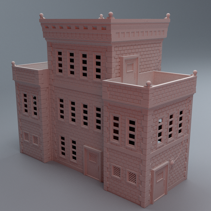 Corvus Games Terrain 3D printable Urban Police Station Building for 28mm - 40mm modern and heroic tabletop wargaming