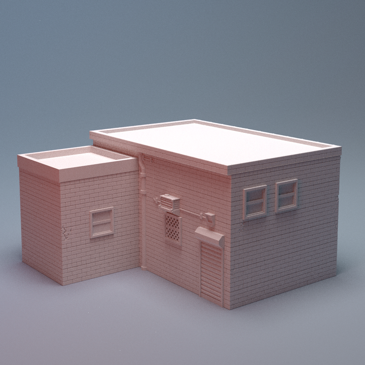 Corvus Games Terrain 3D printable Urban Warehouse C for 28mm - 40mm urban tabletop wargaming