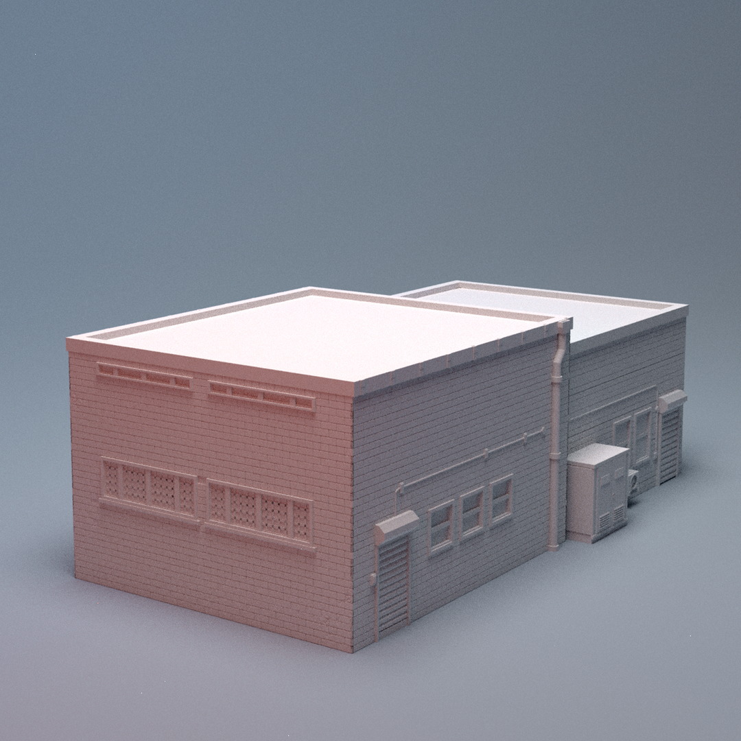 Corvus Games Terrain 3D printable Urban Warehouse D for 28mm - 40mm urban tabletop wargaming
