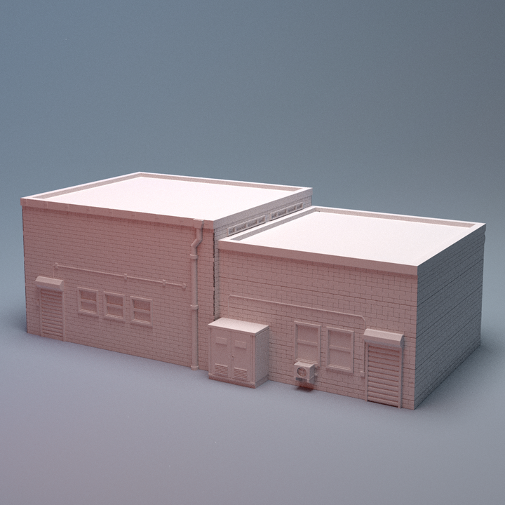 Corvus Games Terrain 3D printable Urban Warehouse D for 28mm - 40mm urban tabletop wargaming