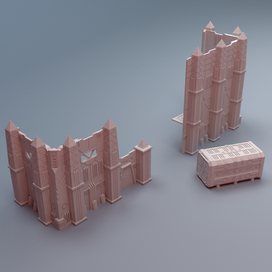 Corvus Games Terrain 3D printable WTC Grimdark Nekroworld for 28mm - 32mm scifi tabletop tournament wargaming