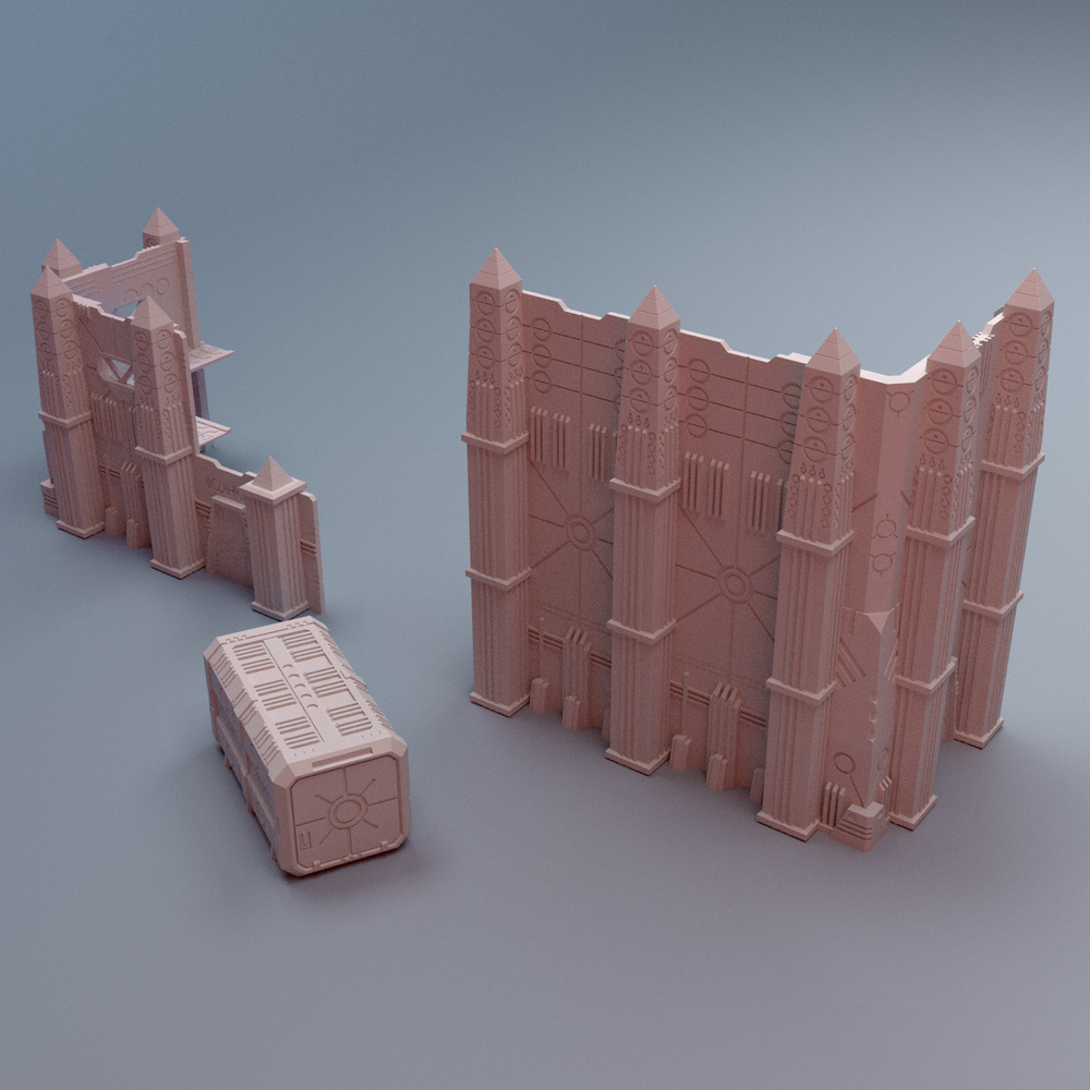 Corvus Games Terrain 3D printable WTC Grimdark Nekroworld for 28mm - 32mm scifi tabletop tournament wargaming