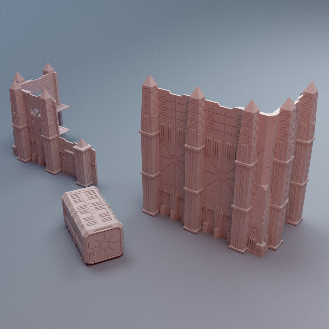 Corvus Games Terrain 3D printable WTC Grimdark Nekroworld for 28mm - 32mm scifi tabletop tournament wargaming