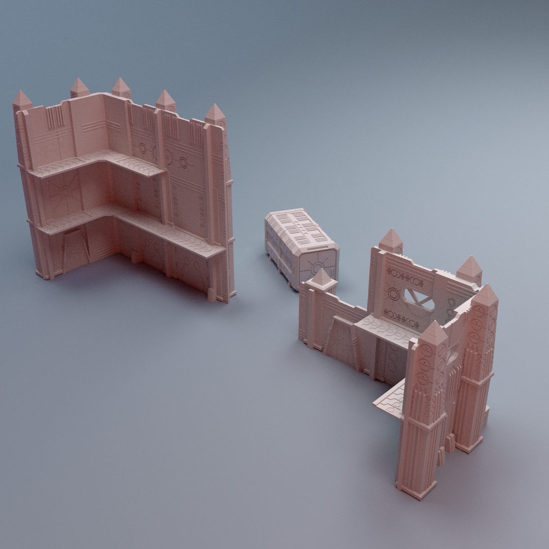 Corvus Games Terrain 3D printable WTC Grimdark Nekroworld for 28mm - 32mm scifi tabletop tournament wargaming