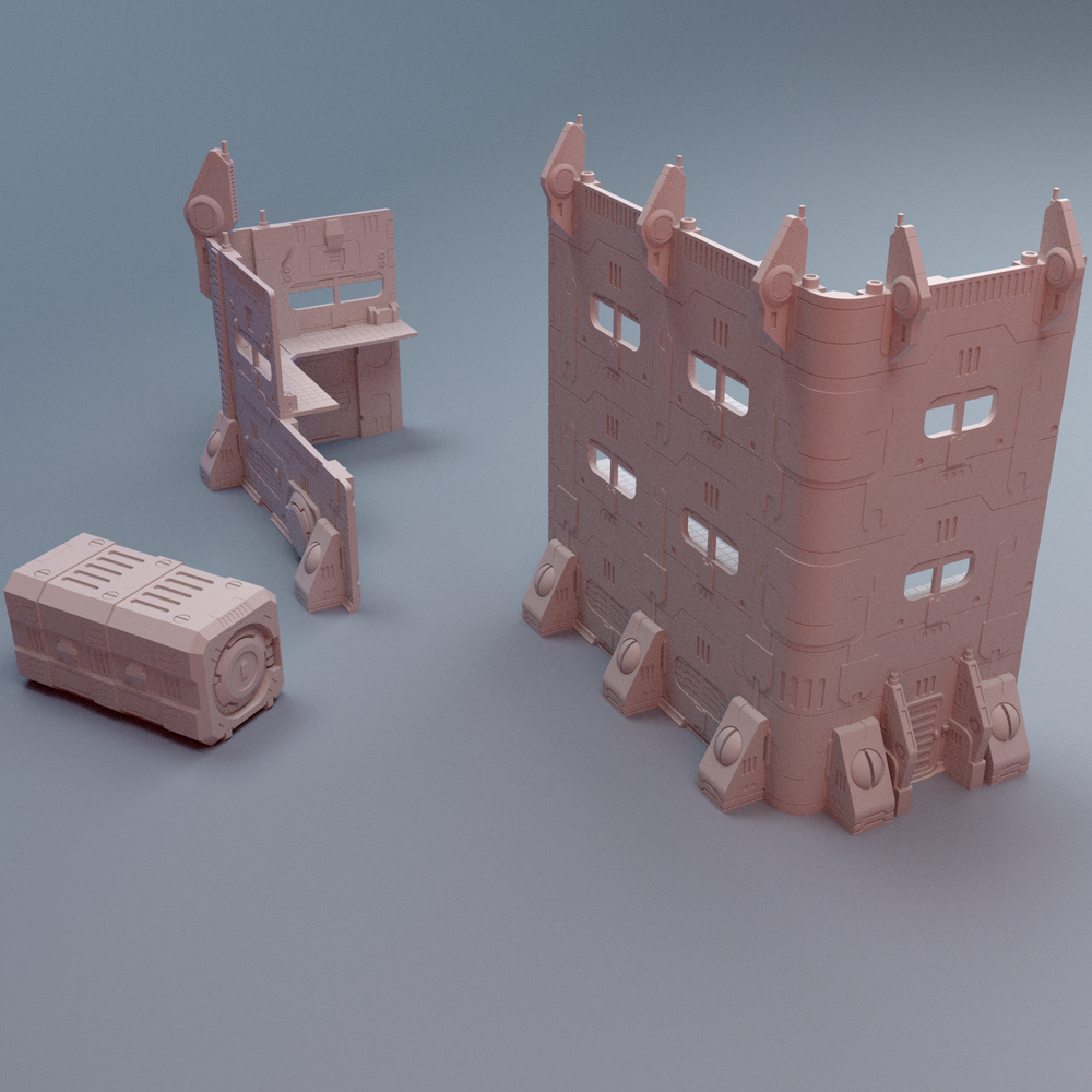Corvus Games Terrain 3D printable WTC Grimdark Stratum Commonwealth for 28mm - 32mm scifi tabletop wargaming