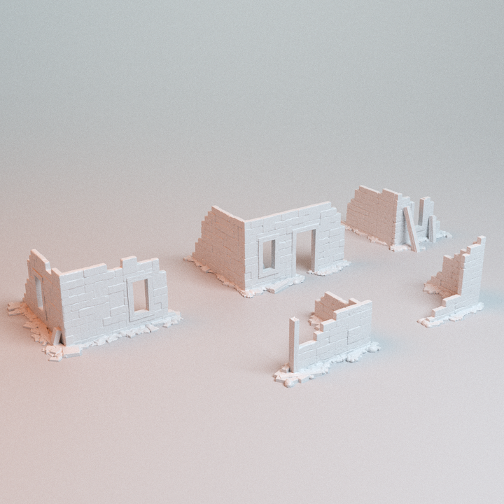 Corvus Games Terrain 3D printable Corner Ruins for 28mm - 32mm scifi fantasy trench wars tabletop wargaming