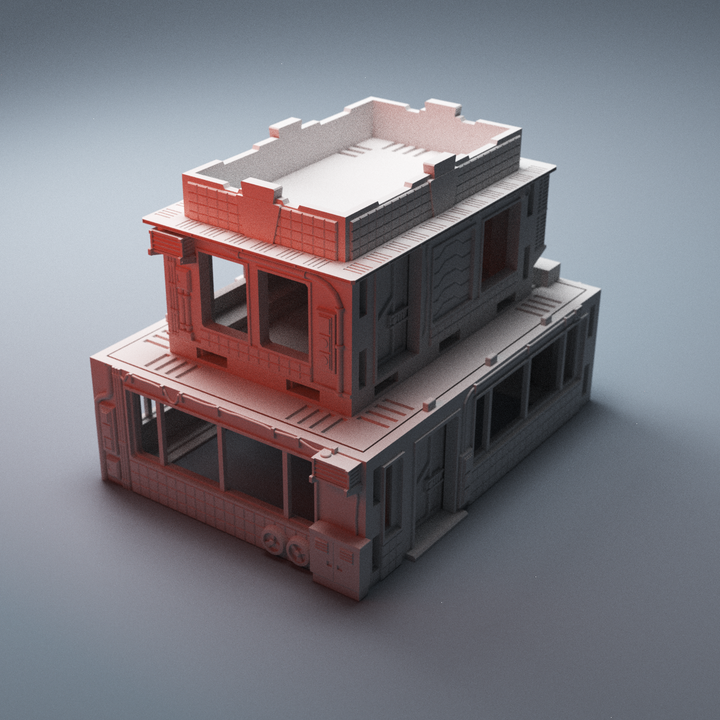 Corvus Games Terrain 3D Printable Chatsubo Bar Cyberpunk Store Building for 28mm - 32mm futuristic scifi tabletop wargaming