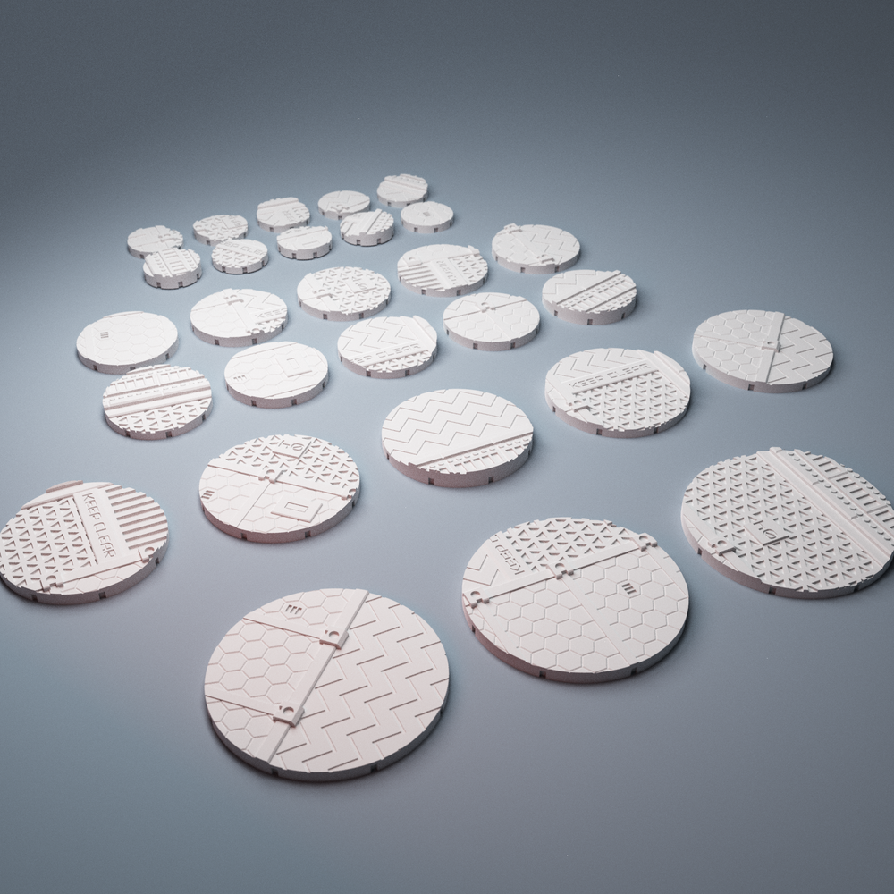 Corvus Games Terrain 3D Printable Continuum miniature bases for 28mm - 32mm scale tabletop scifi wargaming