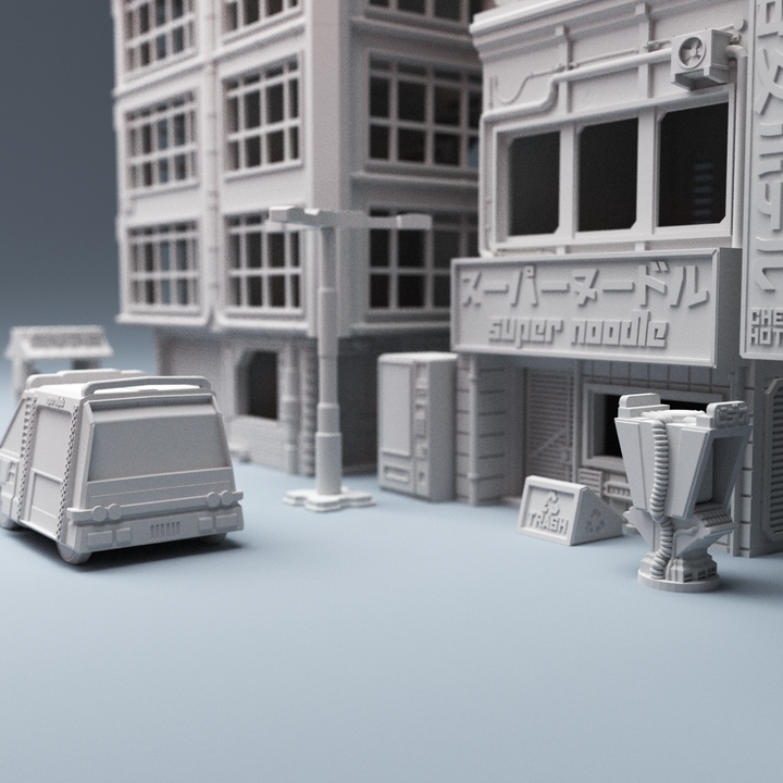 Corvus Games Terrain 3D Printable Cyberpunk terrain bundle for 28mm tabletop scifi wargaming