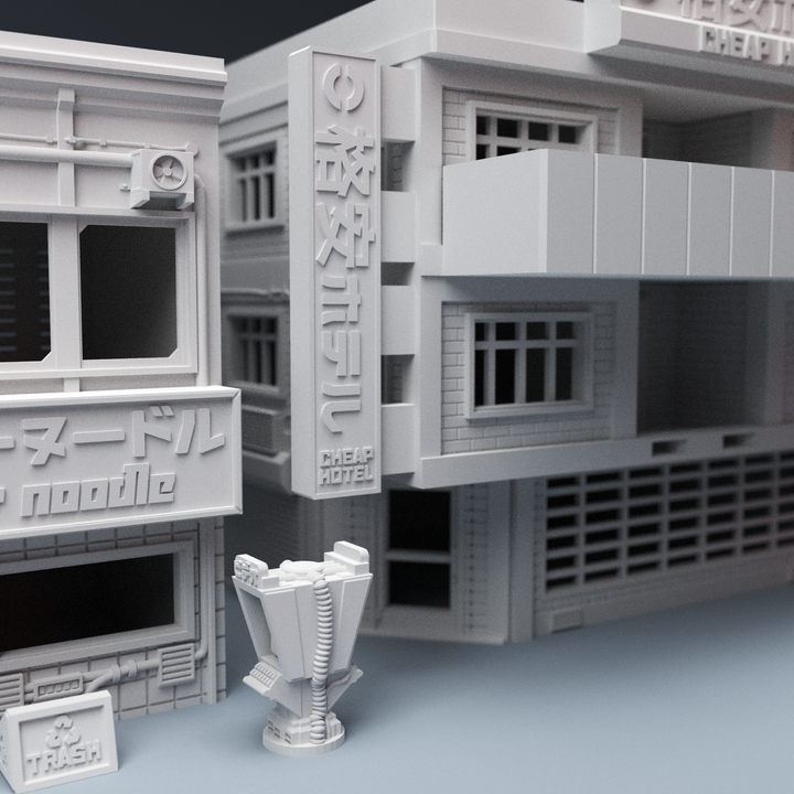 Corvus Games Terrain 3D Printable Cyberpunk terrain bundle for 28mm tabletop scifi wargaming