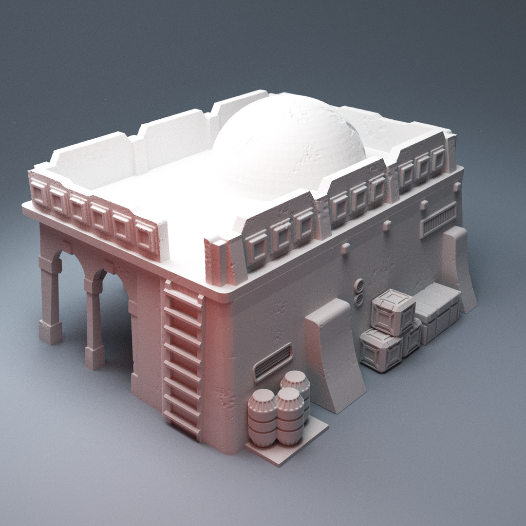 Corvus Games Terrain 3D Printable Desert Shop Building A3 for 28mm - 32mm scifi tabletop wargaming