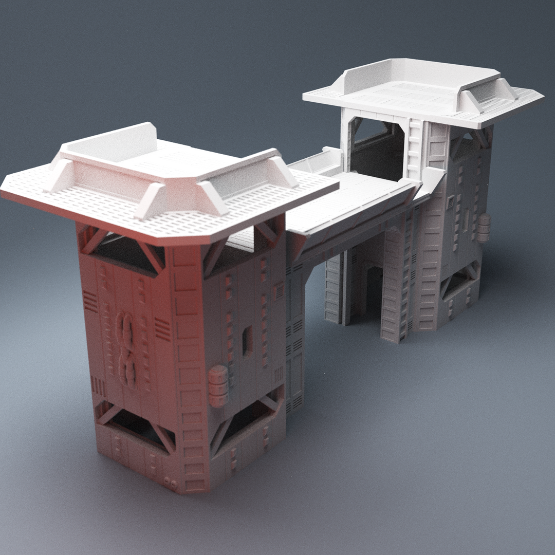 Corvus Games Terrain 3D Printable Galactic Battles Command Gatehouse Fortress for 28mm - 32mm scifi tabletop wargames