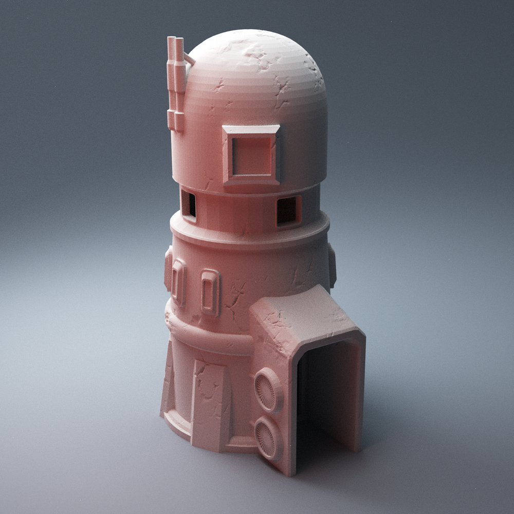 Corvus Games Terrain 3D Printable Galactic Battles Desert Tower Building for 28mm scifi tabletop wargaming