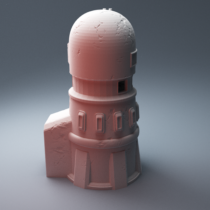 Corvus Games Terrain 3D Printable Galactic Battles Desert Tower Building for 28mm scifi tabletop wargaming
