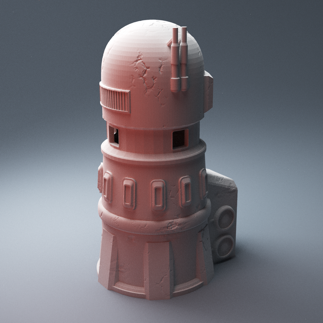 Corvus Games Terrain 3D Printable Galactic Battles Desert Tower Building for 28mm scifi tabletop wargaming