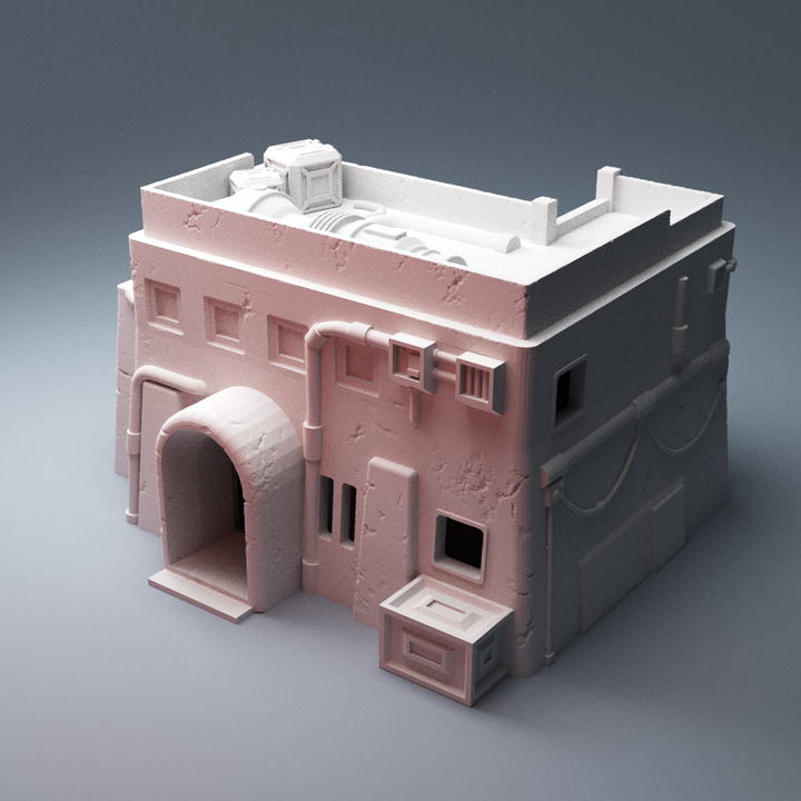 Corvus Games Terrain 3D Printable Galactic Battles Desert Town House B1 for 28mm scifi tabletop wargaming