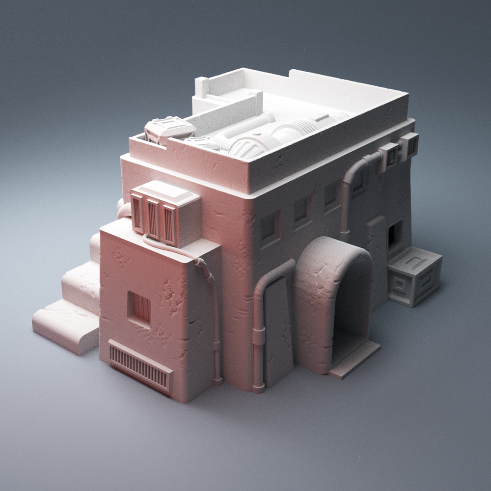 Corvus Games Terrain 3D Printable Galactic Battles Desert Town House B1 for 28mm scifi tabletop wargaming