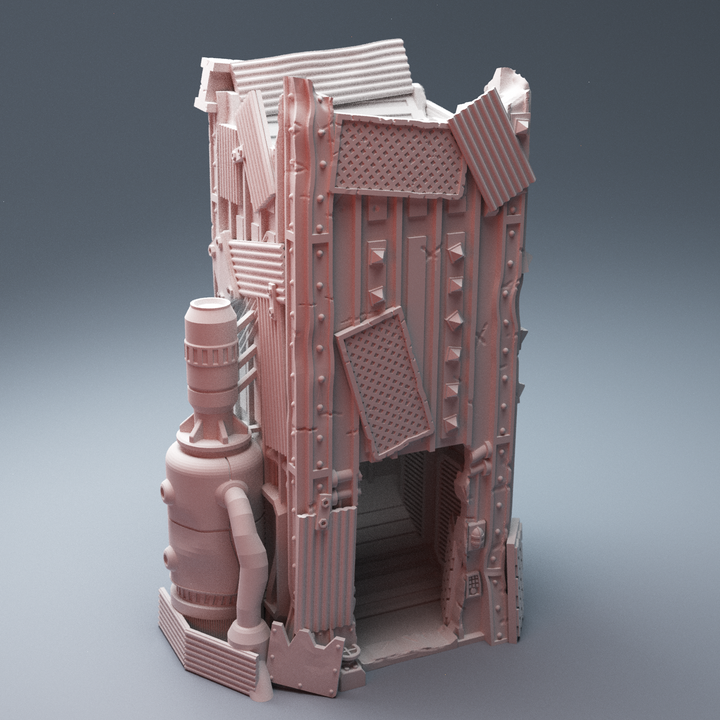 Corvus Games Terrain 3D Printable Greenskin Orktown Ruins Dice Tower for 28m - 32mm tabletop scifi miniatures wargaming