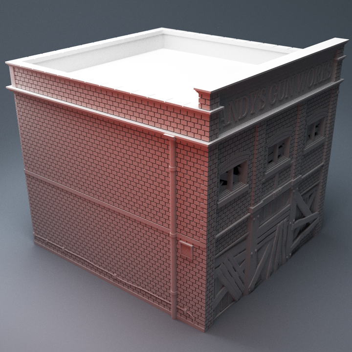 Corvus Games Terrain 3D Printable Gun Store Building for 28mm urban tabletop wargaming