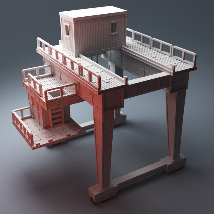 Corvus Games Terrain 3D Printable Large Tycho Starport and UnderNidus Gantry Crane for 28mm - 32mm scale tabletop scifi, urban and modern wargaming