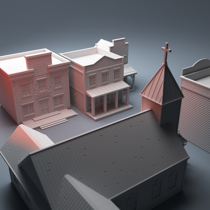 Corvus Games Terrain 3D Printable Old West buildings bundle for 28mm wild west tabletop wargames
