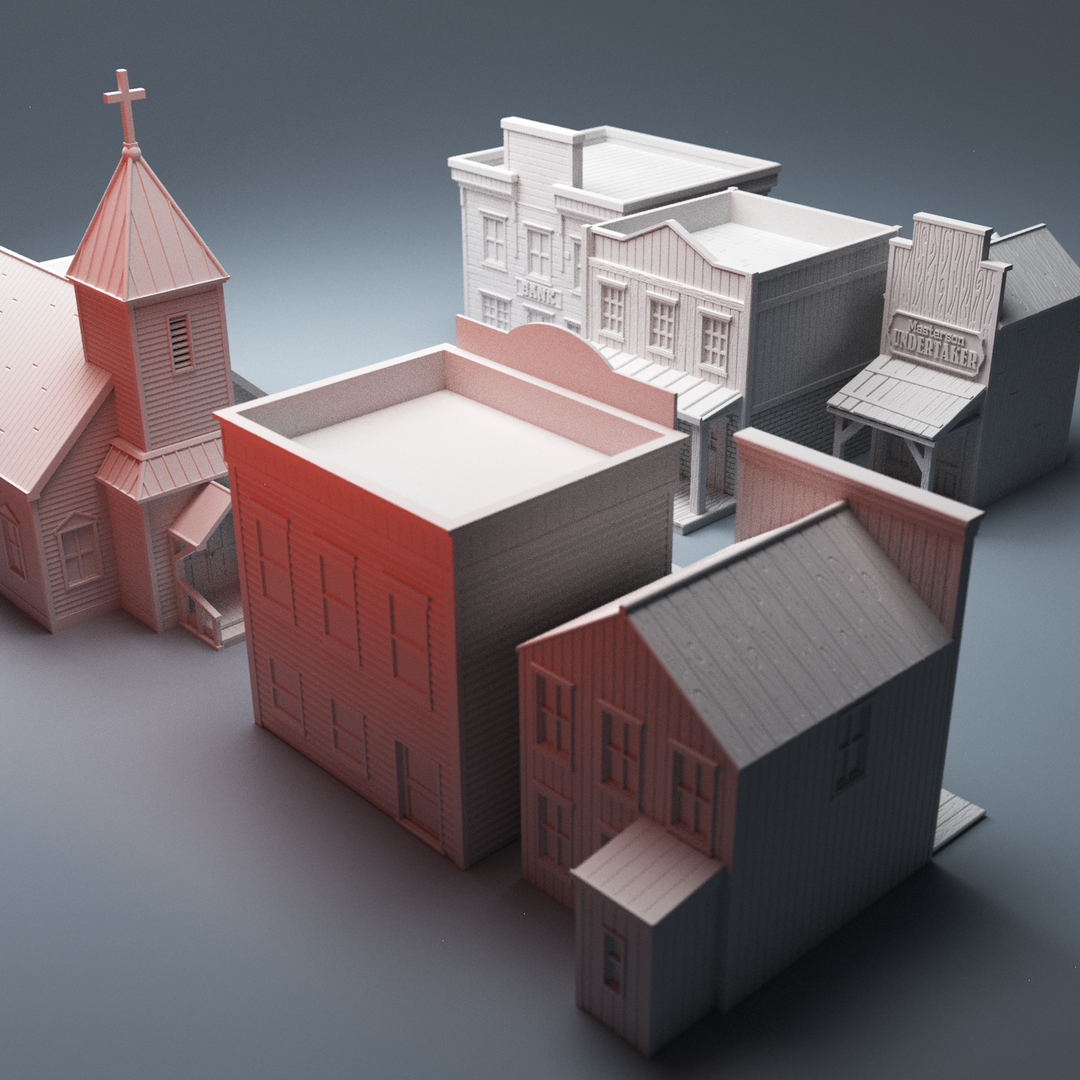 Corvus Games Terrain 3D Printable Old West buildings bundle for 28mm wild west tabletop wargames