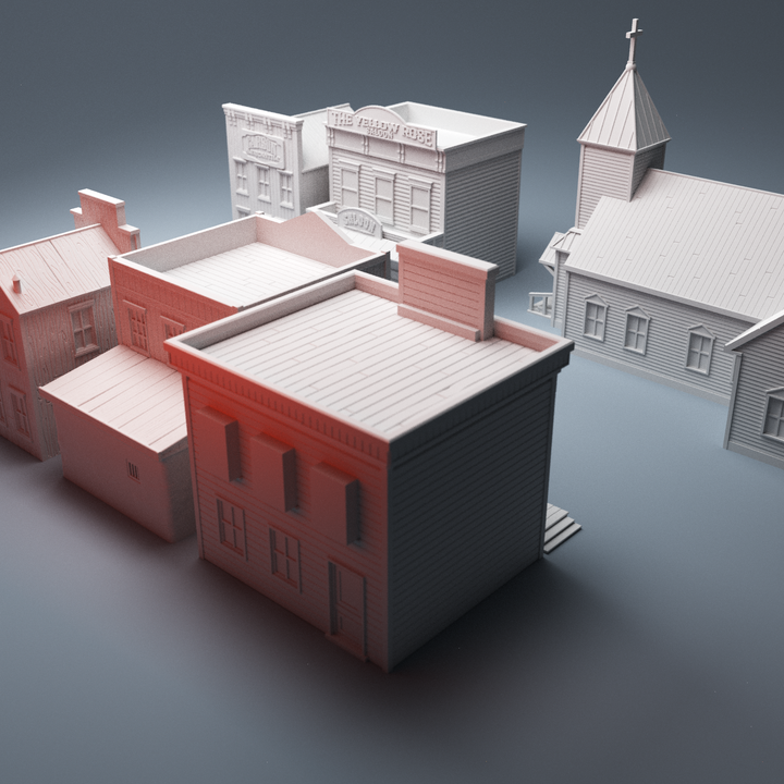 Corvus Games Terrain 3D Printable Old West buildings bundle for 28mm wild west tabletop wargames