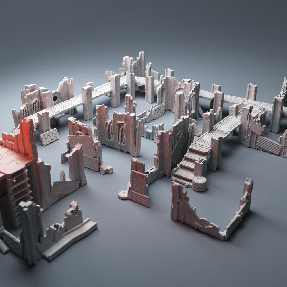 Corvus Games Terrain 3D Printable Orktown Imperial Ruins for 28m - 32mm tabletop scifi miniatures wargames