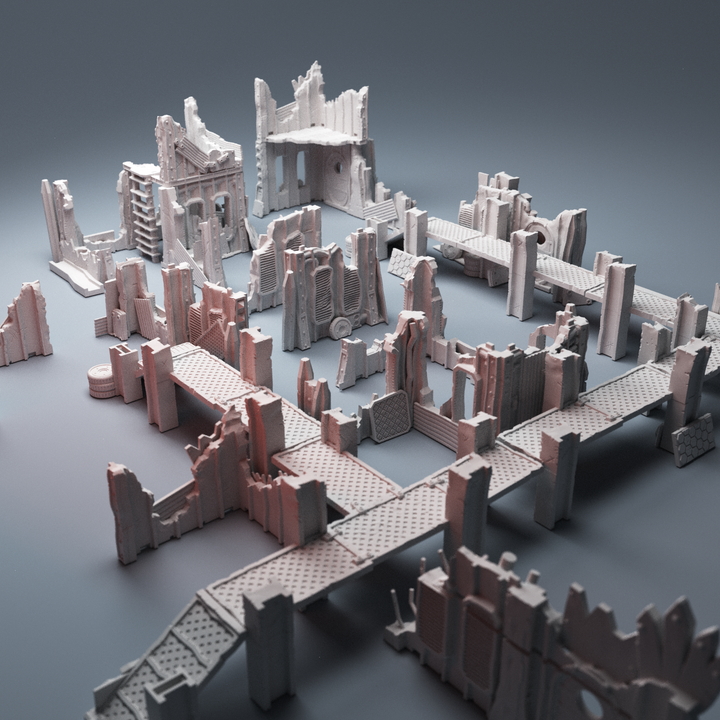 Corvus Games Terrain 3D Printable Orktown Imperial Ruins for 28m - 32mm tabletop scifi miniatures wargames