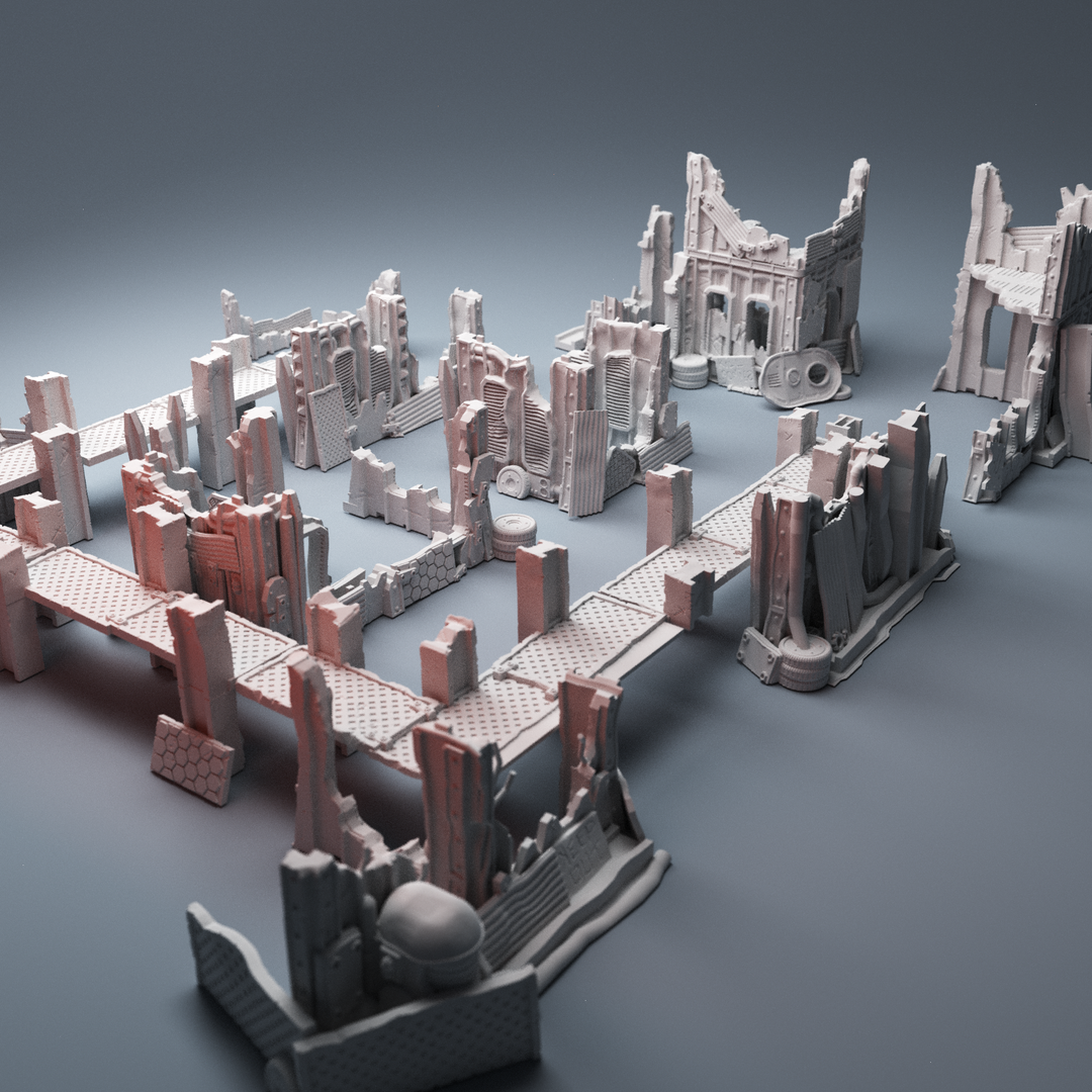 Corvus Games Terrain 3D Printable Orktown Imperial Ruins for 28m - 32mm tabletop scifi miniatures wargames