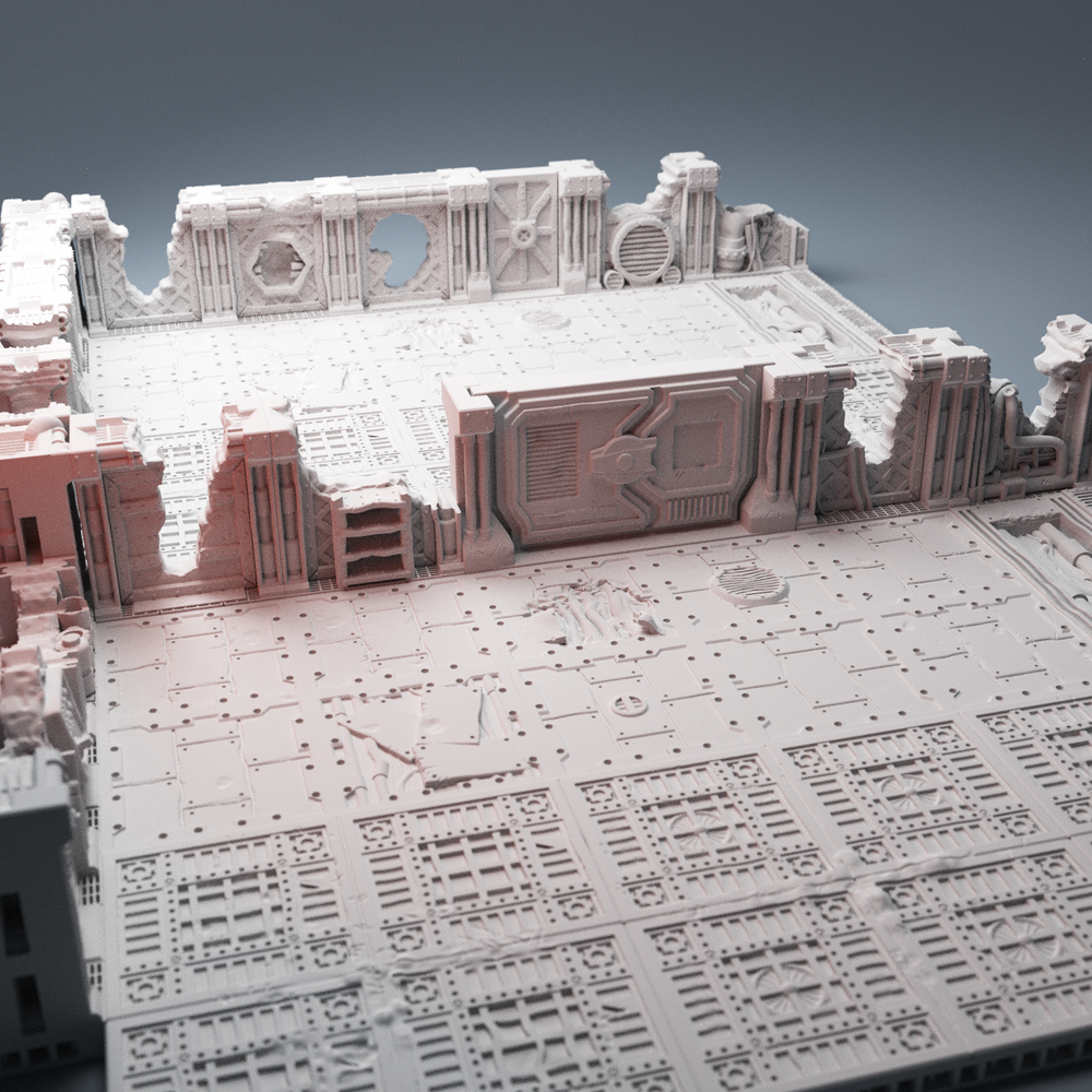 Corvus Games Terrain 3D Printable Ruined Industrial Chemworks for scifi 28mm - 32mm tabletop wargaming terrain