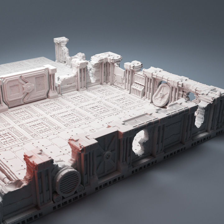 Corvus Games Terrain 3D Printable Ruined Industrial Chemworks for scifi 28mm - 32mm tabletop wargaming terrain