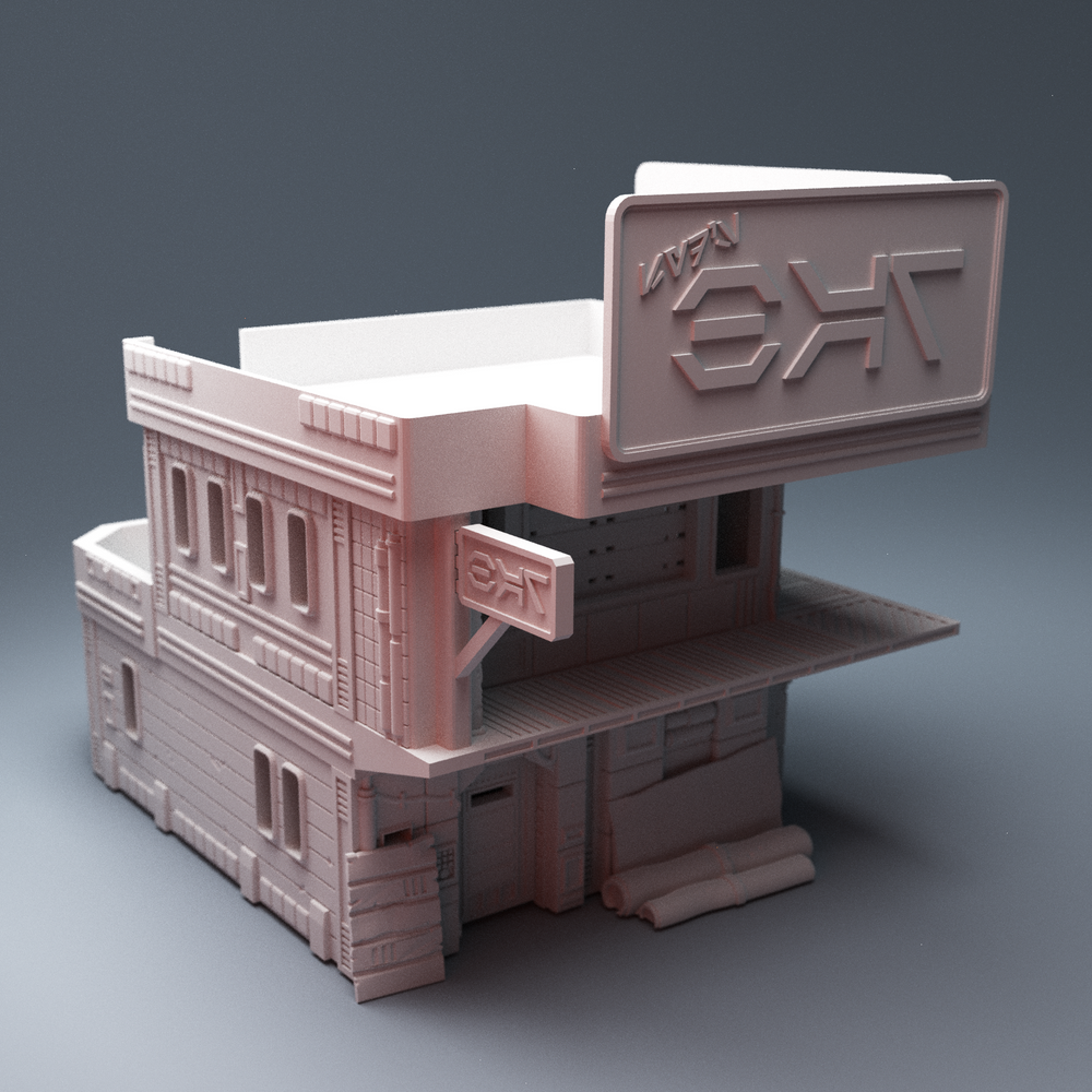 Corvus Games Terrain 3D Printable Syds Bar and Parlor for 28m - 34mm scifi tabletop scifi miniature wargames