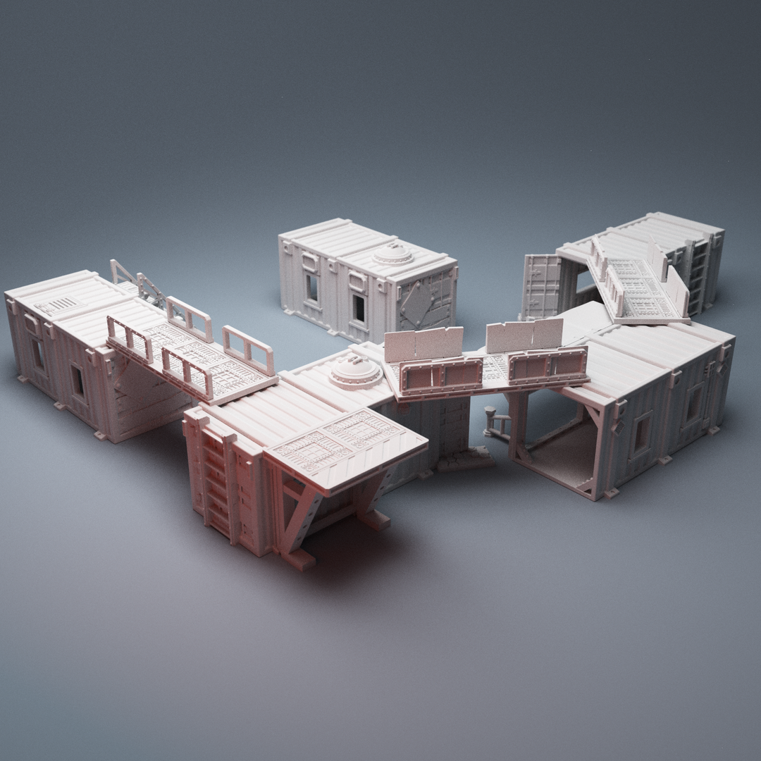 Corvus Games Terrain 3D Printable UnderNidus Container Shanty Village Buildings for 28mm grimdark and scifi tabletop wargaming