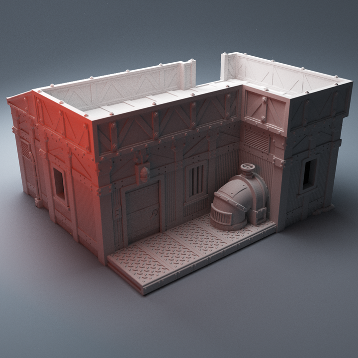Corvus Games Terrain 3D Printable UnderNidus Pumping Station Building for 28mm - 32mm grimdark scifi tabletop wargaming